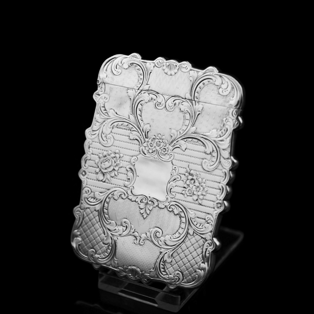 Antique Victorian Solid Silver Card Case with Floral Engravings - Taylor & Perry 1898 View VI