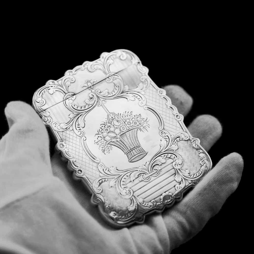 Antique Victorian Solid Silver Card Case with Floral Engravings - Taylor & Perry 1898 View VIII
