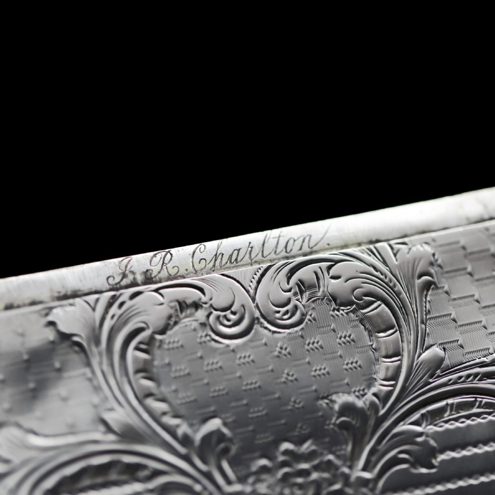 Antique Victorian Solid Silver Card Case with Floral Engravings - Taylor & Perry 1898 View IX