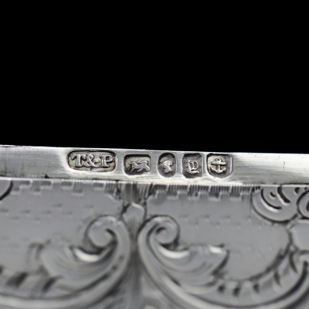 Antique Victorian Solid Silver Card Case with Floral Engravings - Taylor & Perry 1898 View X