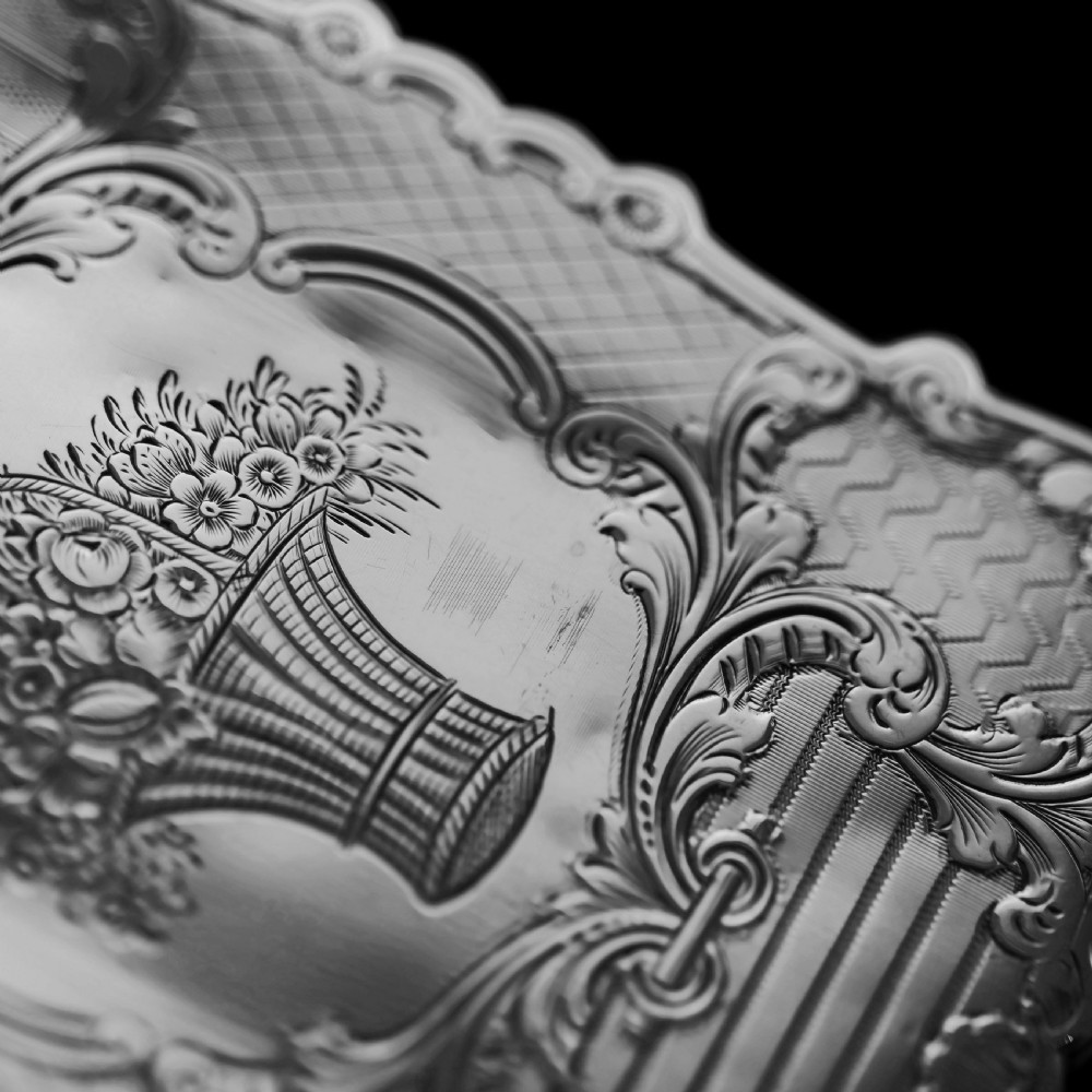 Antique Victorian Solid Silver Card Case with Floral Engravings - Taylor & Perry 1898 View XI
