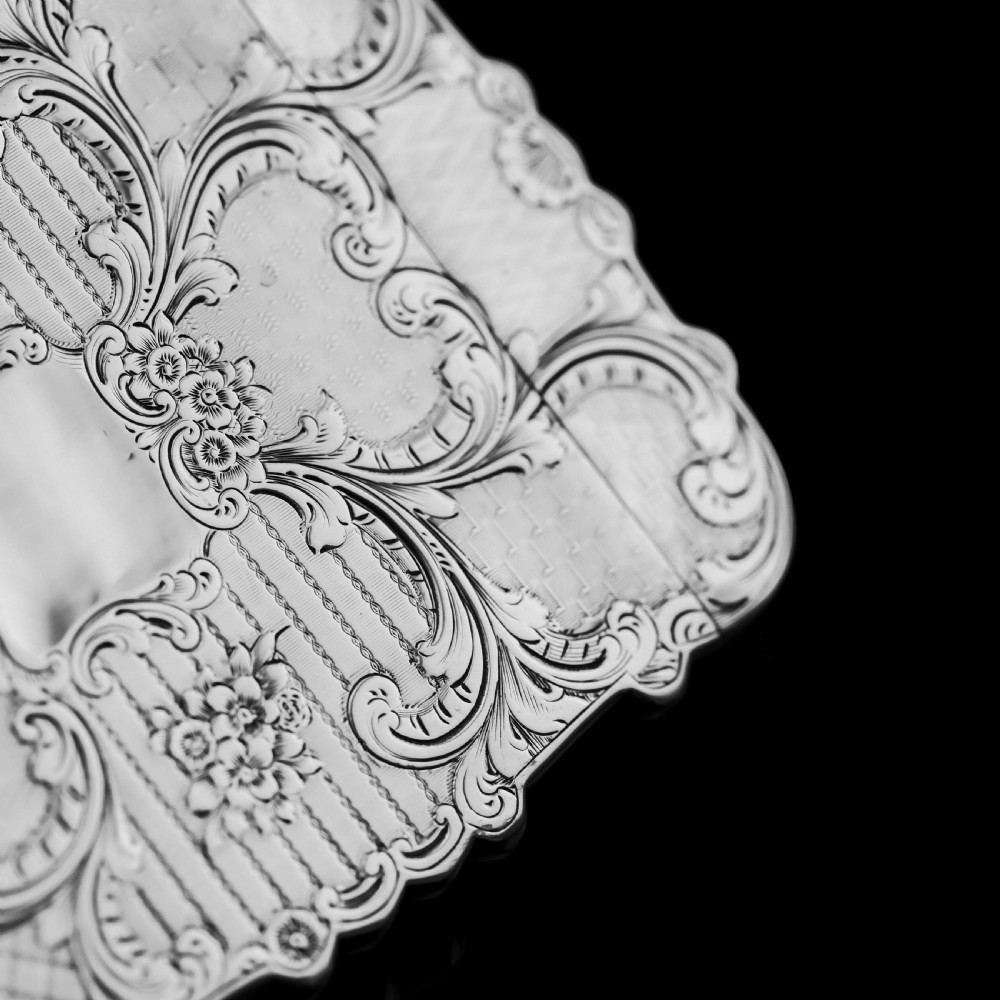 Antique Victorian Solid Silver Card Case with Floral Engravings - Taylor & Perry 1898 View XII