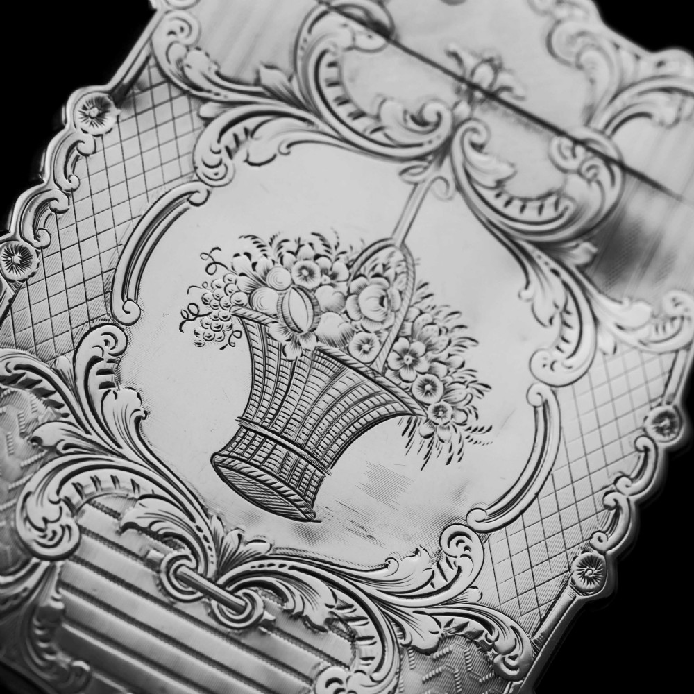Antique Victorian Solid Silver Card Case with Floral Engravings - Taylor & Perry 1898 View XIII