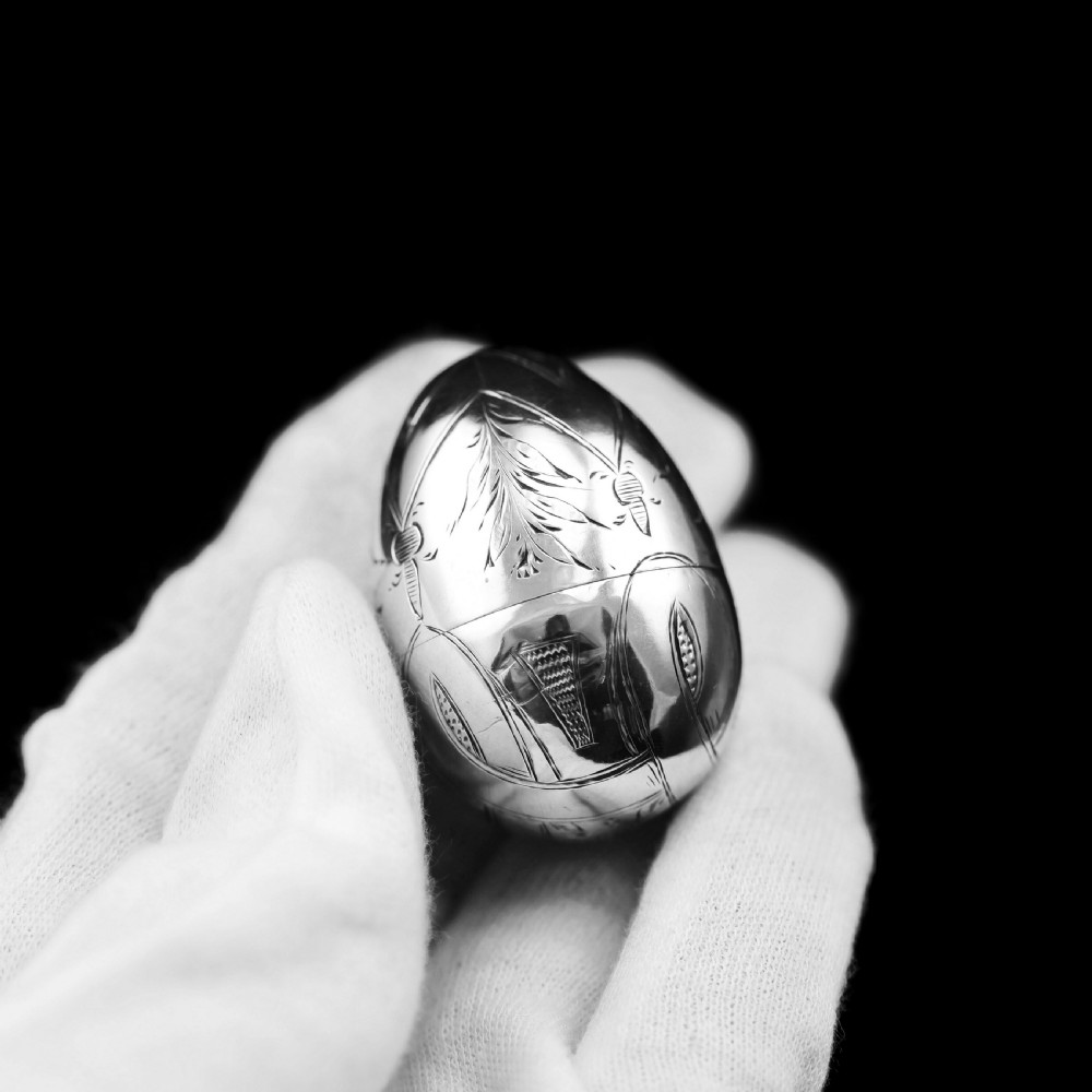 Antique Imperial Russian Solid Silver Egg - J.E. Sallman, St Petersburg, Mid-19th Century