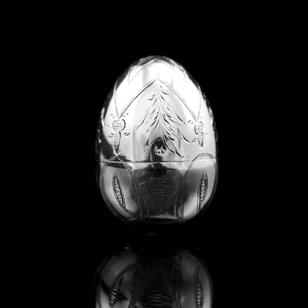 Antique Imperial Russian Solid Silver Egg - J.E. Sallman, St Petersburg, Mid-19th Century View III