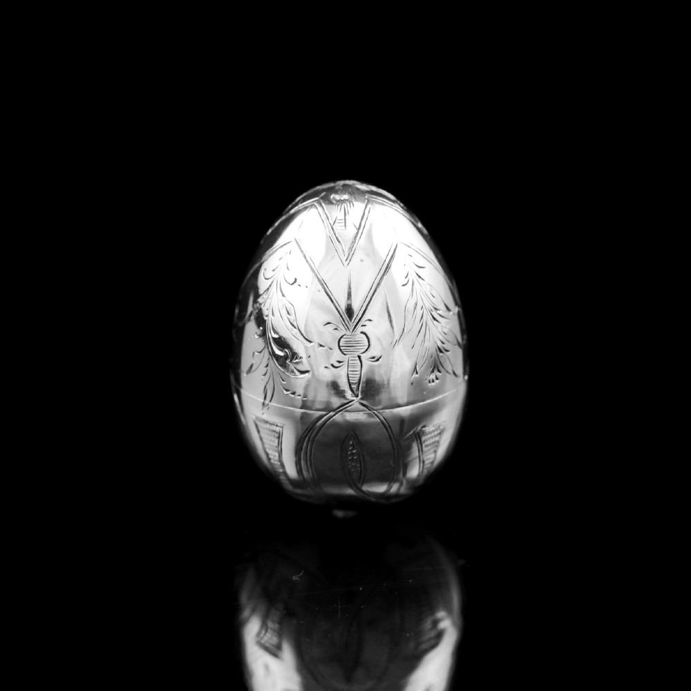 Antique Imperial Russian Solid Silver Egg - J.E. Sallman, St Petersburg, Mid-19th Century View IV