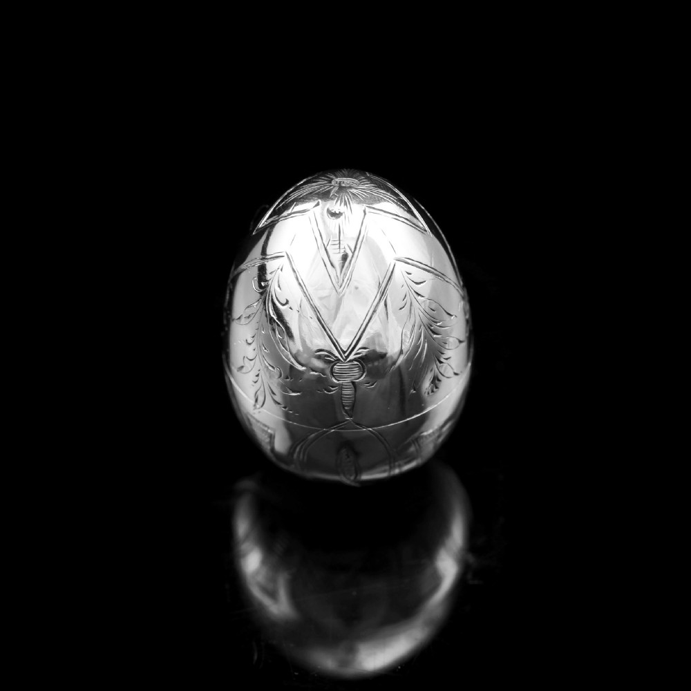 Antique Imperial Russian Solid Silver Egg - J.E. Sallman, St Petersburg, Mid-19th Century View V