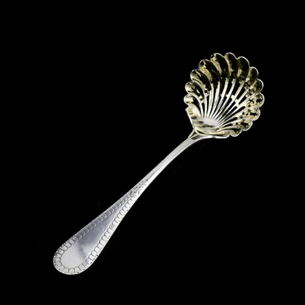 A Victorian Solid Silver Sugar Sifter Spoon - Martin Hall & Co. 1876 View IV
