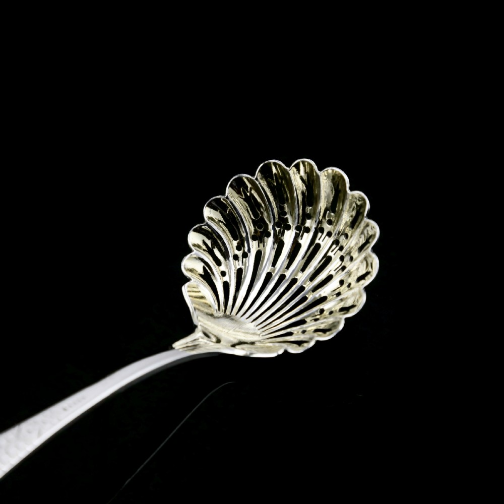 A Victorian Solid Silver Sugar Sifter Spoon - Martin Hall & Co. 1876 View VI