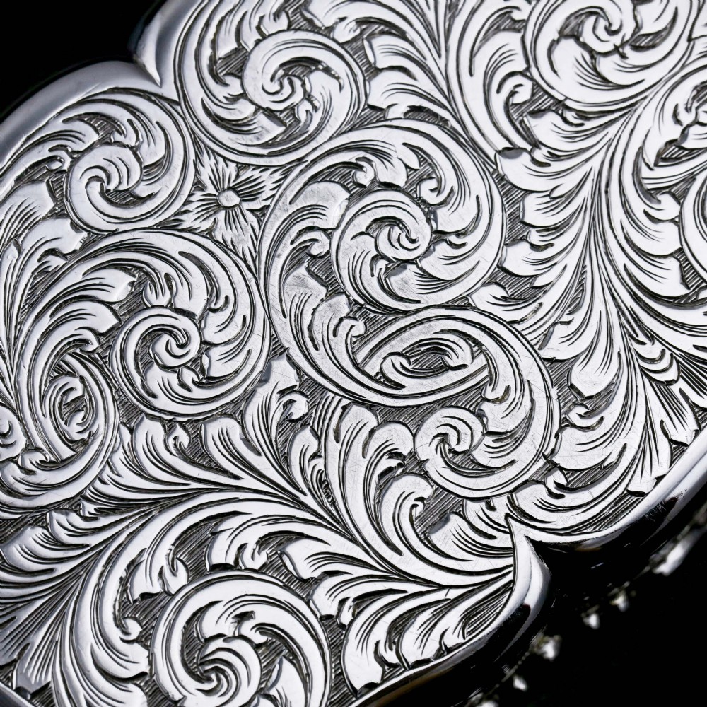 A Large Antique Victorian Solid Sterling Silver Table Snuff Box with Intricate Engravings - Edward Smith 1853 View XIX