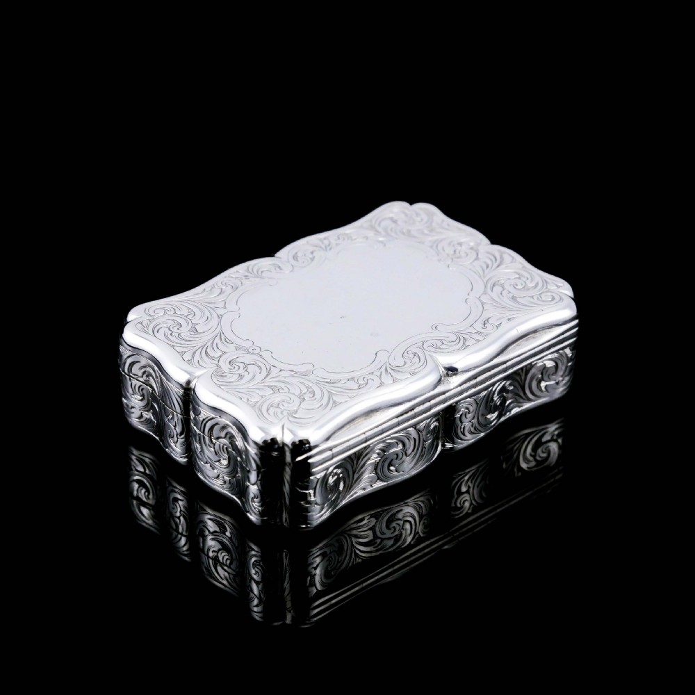 A Large Antique Victorian Solid Sterling Silver Table Snuff Box with Intricate Engravings - Edward Smith 1853 View XXII