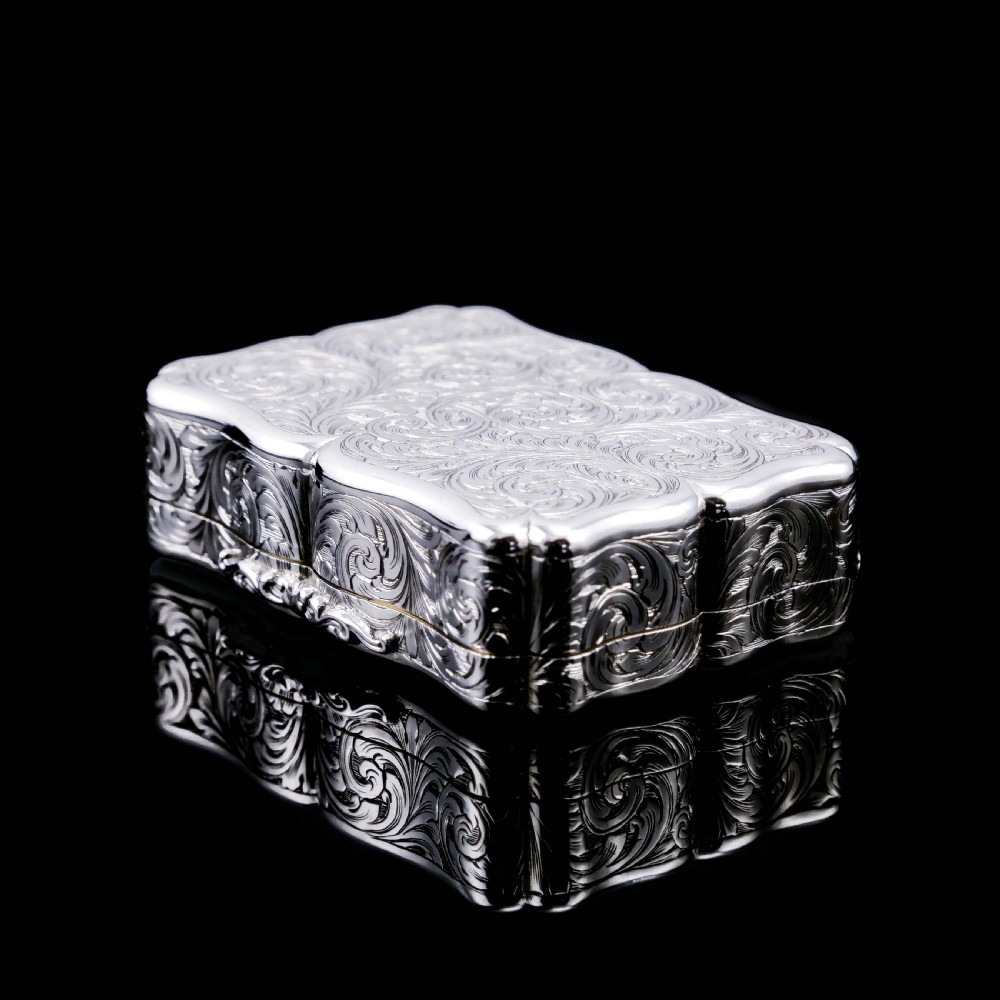 A Large Antique Victorian Solid Sterling Silver Table Snuff Box with Intricate Engravings - Edward Smith 1853 View XXIV