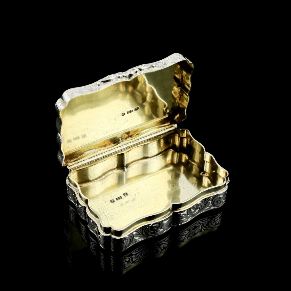 A Large Antique Victorian Solid Sterling Silver Table Snuff Box with Intricate Engravings - Edward Smith 1853 View XXVII