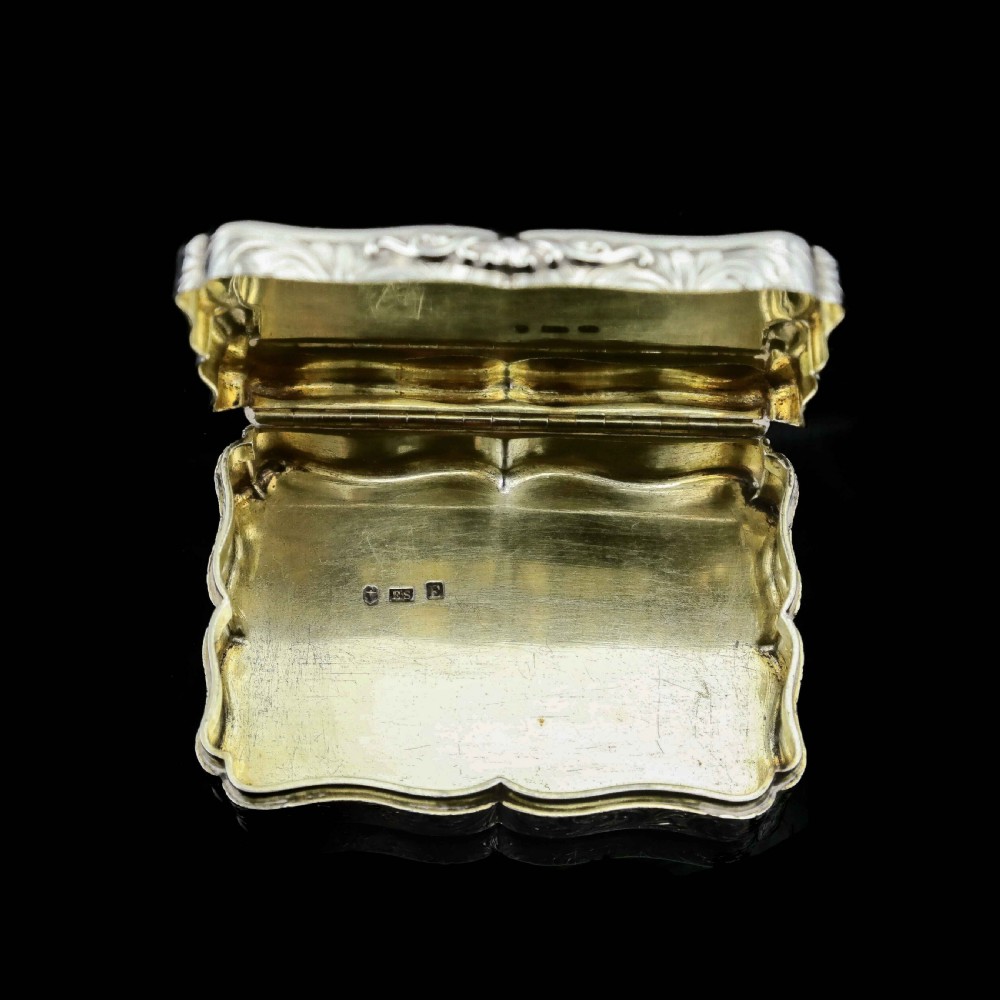 A Large Antique Victorian Solid Sterling Silver Table Snuff Box with Intricate Engravings - Edward Smith 1853 View XXVIII