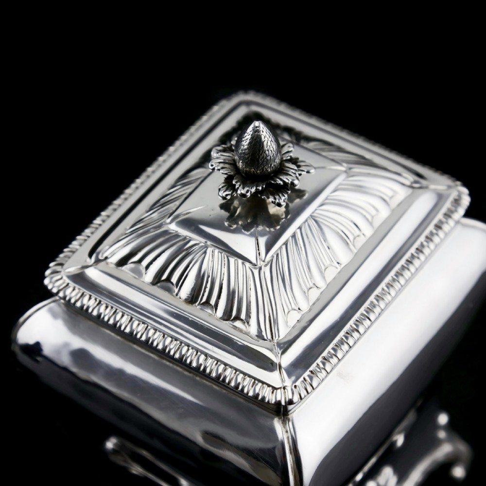 Antique Solid Silver Tea Caddy/Canister Set with Shagreen Box Case & Accessories - Peter (Pierre) Gillois 1759 View XXV