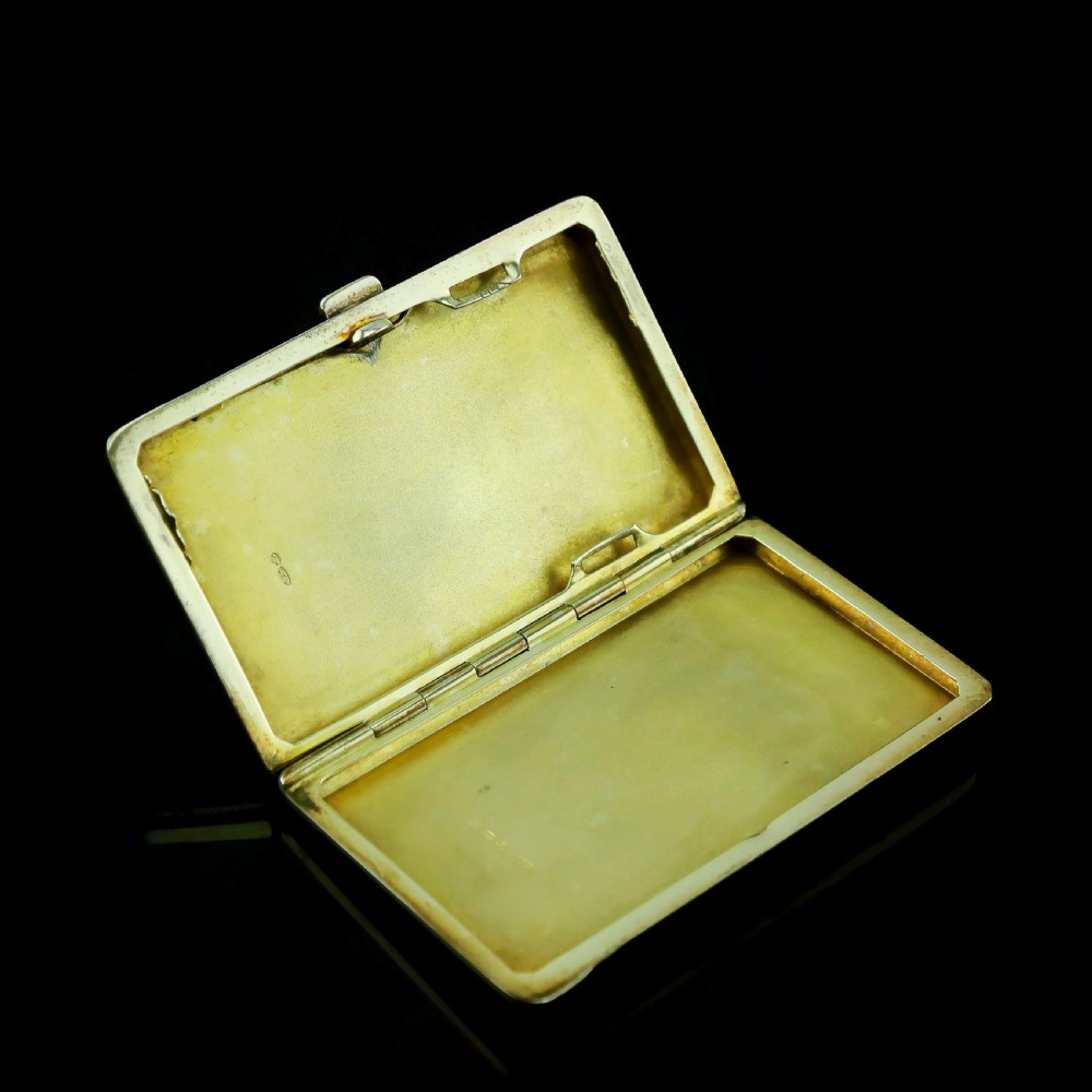 An English Solid Silver Enamel Cigarette Case with Landscape Scene - A.J.P London 1927 View VII