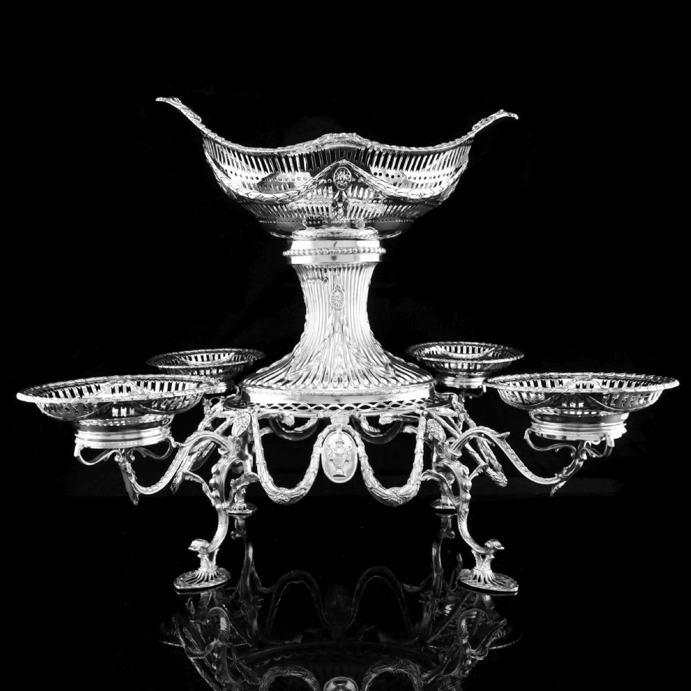 Antique Victorian English Solid Silver Epergne Centerpiece in Neoclassical Style - Charles Stuart Harris 1889