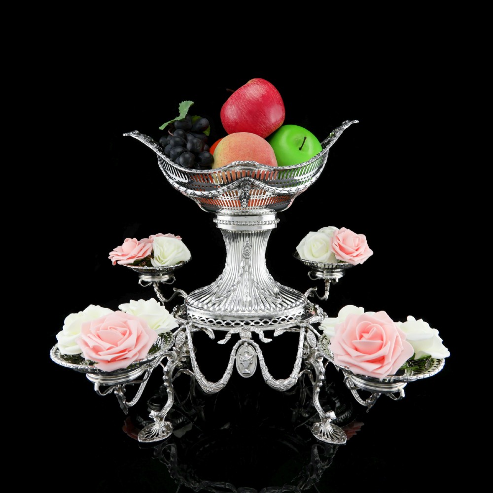 Antique Victorian English Solid Silver Epergne Centerpiece in Neoclassical Style - Charles Stuart Harris 1889 View II