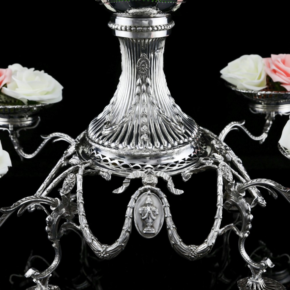 Antique Victorian English Solid Silver Epergne Centerpiece in Neoclassical Style - Charles Stuart Harris 1889 View V