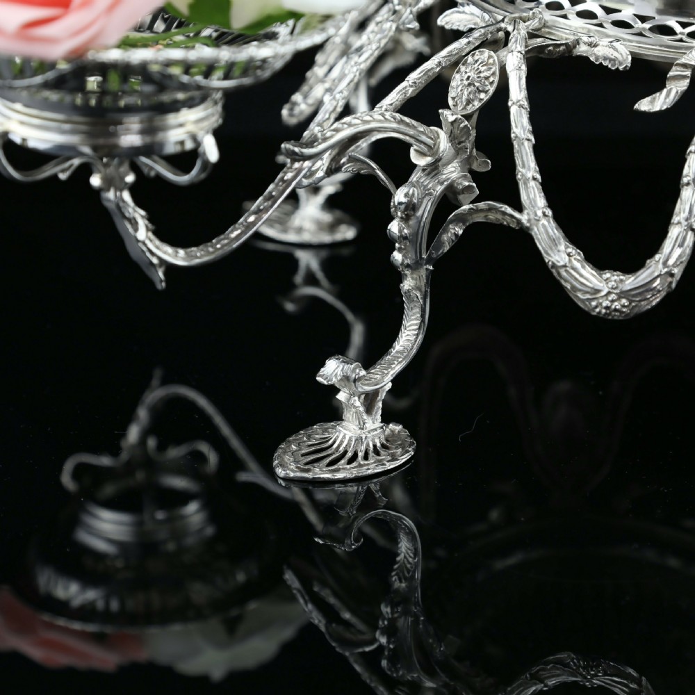 Antique Victorian English Solid Silver Epergne Centerpiece in Neoclassical Style - Charles Stuart Harris 1889 View VII