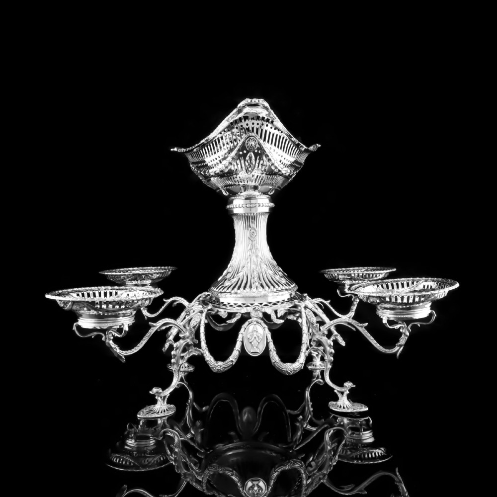 Antique Victorian English Solid Silver Epergne Centerpiece in Neoclassical Style - Charles Stuart Harris 1889 View XV
