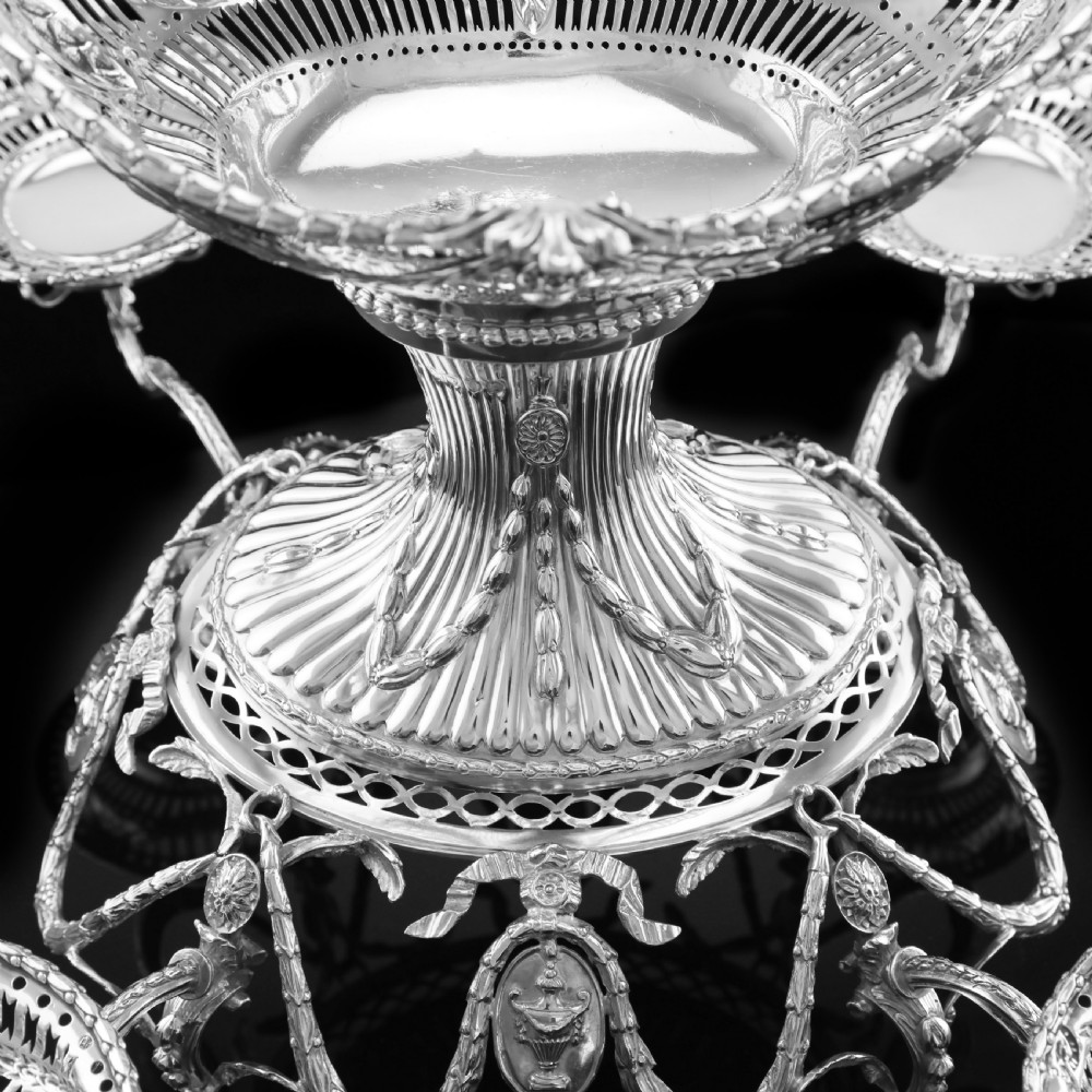 Antique Victorian English Solid Silver Epergne Centerpiece in Neoclassical Style - Charles Stuart Harris 1889 View XVII