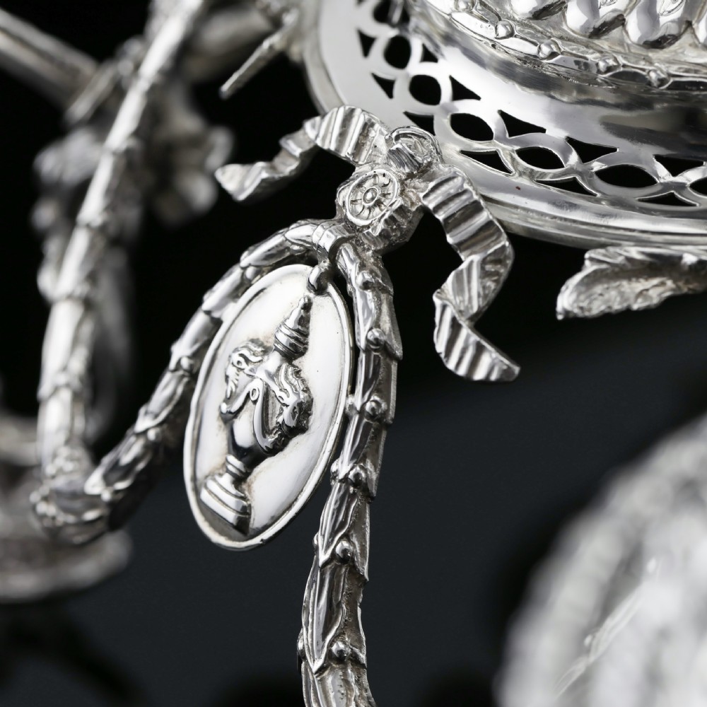 Antique Victorian English Solid Silver Epergne Centerpiece in Neoclassical Style - Charles Stuart Harris 1889 View XIX