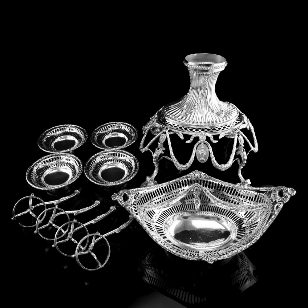 Antique Victorian English Solid Silver Epergne Centerpiece in Neoclassical Style - Charles Stuart Harris 1889 View XXIII