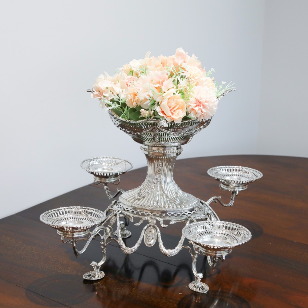 Antique Victorian English Solid Silver Epergne Centerpiece in Neoclassical Style - Charles Stuart Harris 1889 View XXVI