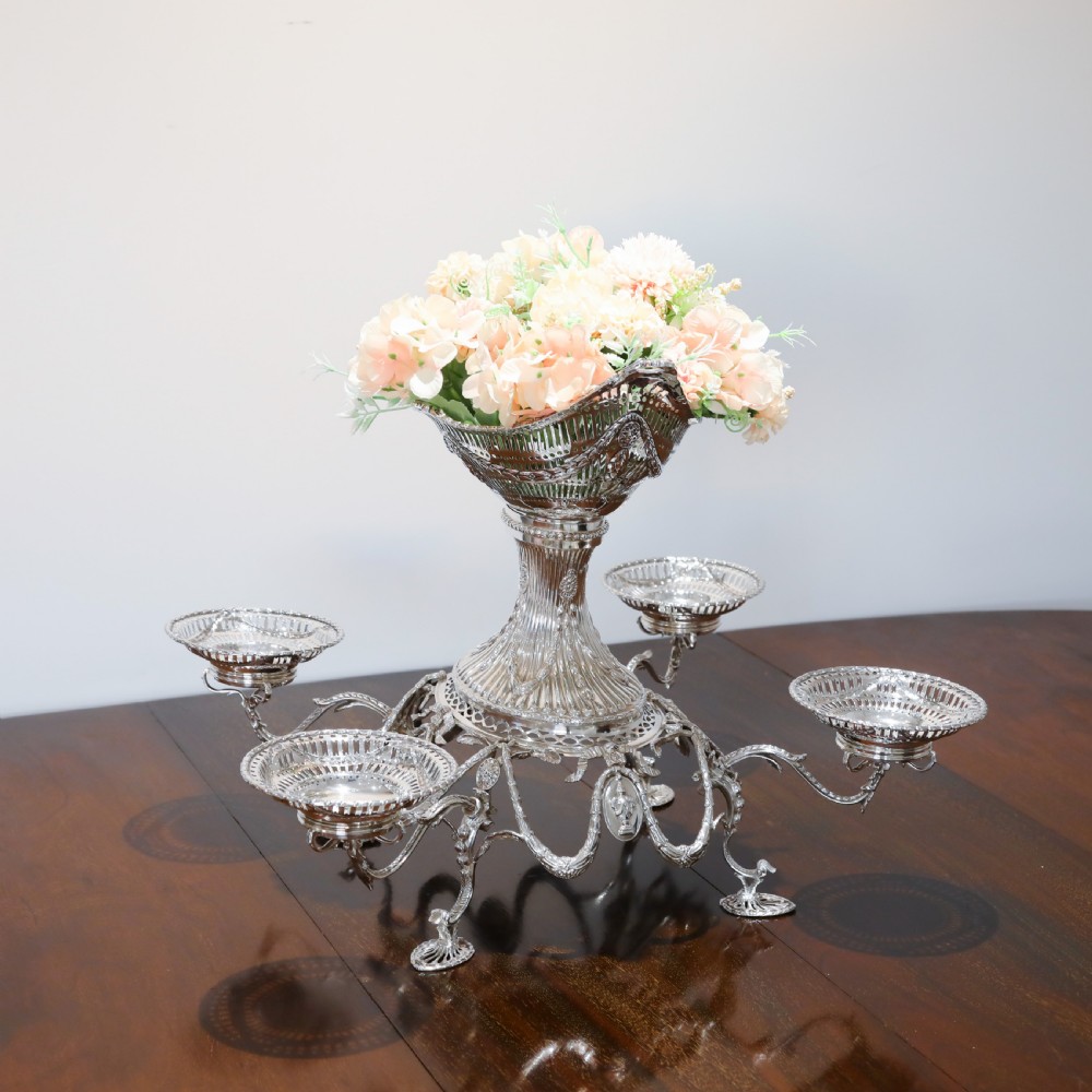Antique Victorian English Solid Silver Epergne Centerpiece in Neoclassical Style - Charles Stuart Harris 1889 View XXVIII