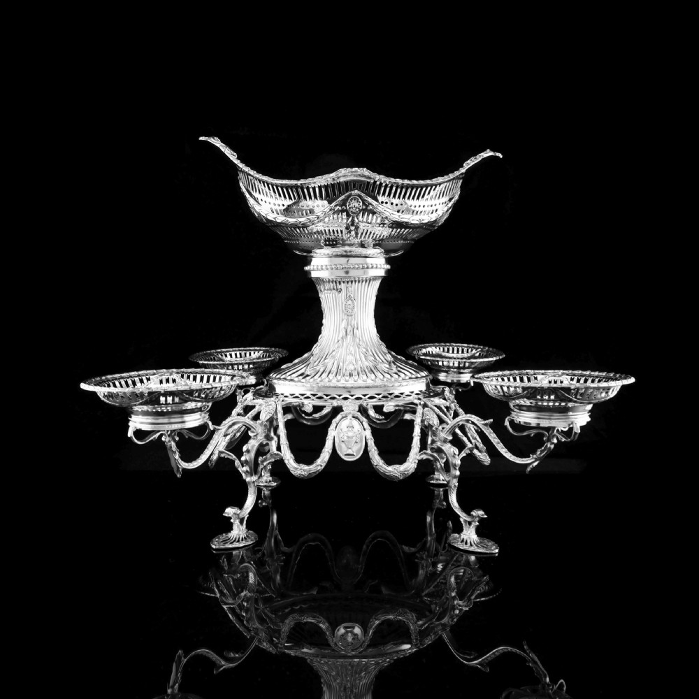 Antique Victorian English Solid Silver Epergne Centerpiece in Neoclassical Style - Charles Stuart Harris 1889 View XXIX