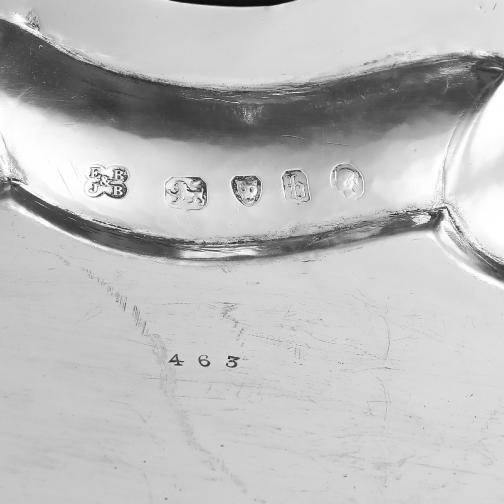 A Huge Solid Sterling Silver Victorian Two-Handled Tray with Cast Border & Fine Engravings - Barnard 1857 - 72cm (3.8kg) View XXI