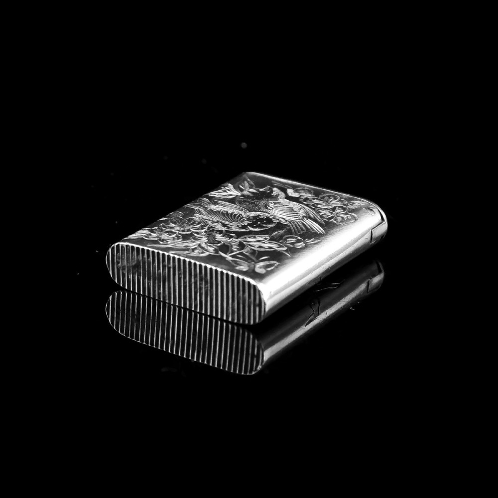 Antique Victorian English Solid Silver Vesta Case with Aesthetic Style Engravings - Sampson Mordan & Co 1889 View IX