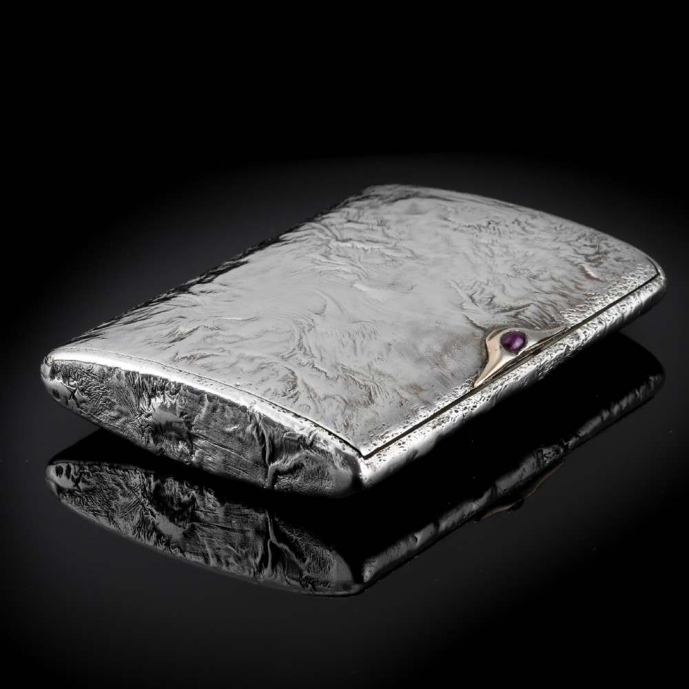 Antique Imperial Russian Solid Silver Samorodok Snuff Box Case - Rudolf Veyde c.1900 (??????? ?????) View VI
