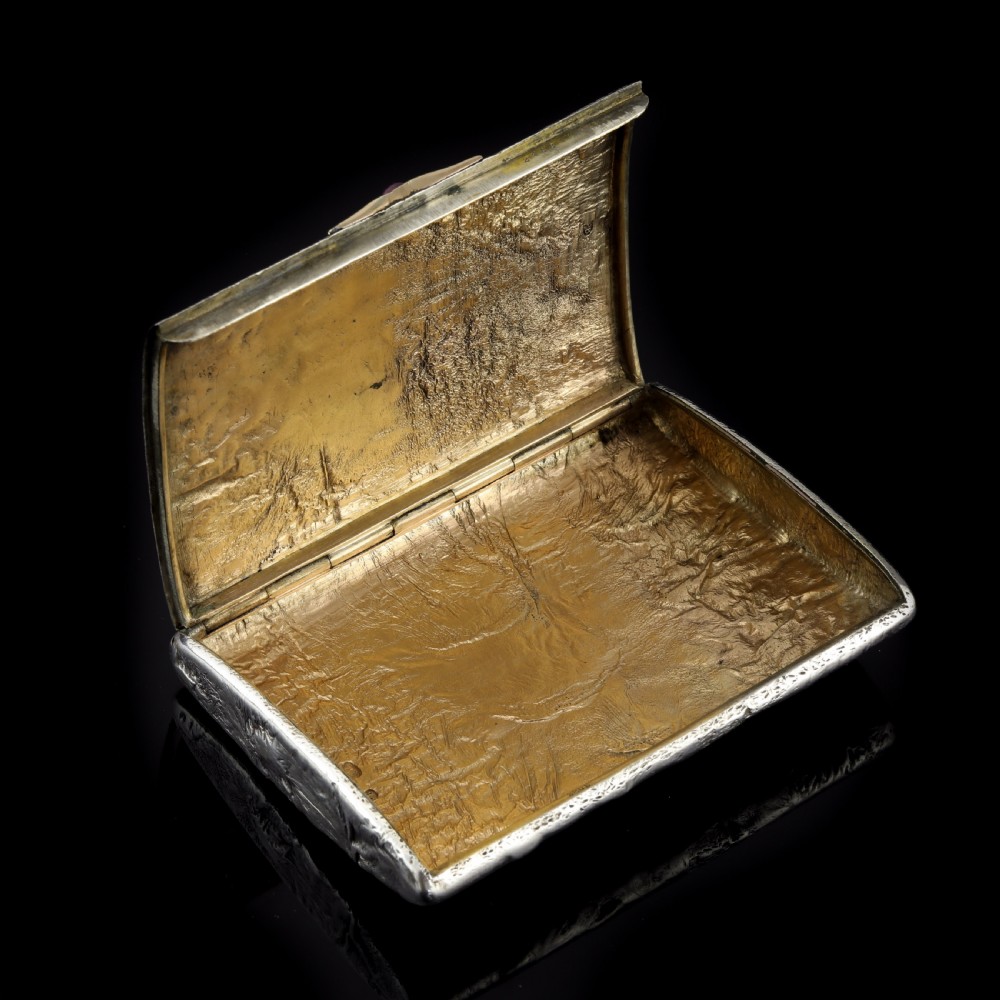 Antique Imperial Russian Solid Silver Samorodok Snuff Box Case - Rudolf Veyde c.1900 (??????? ?????) View X