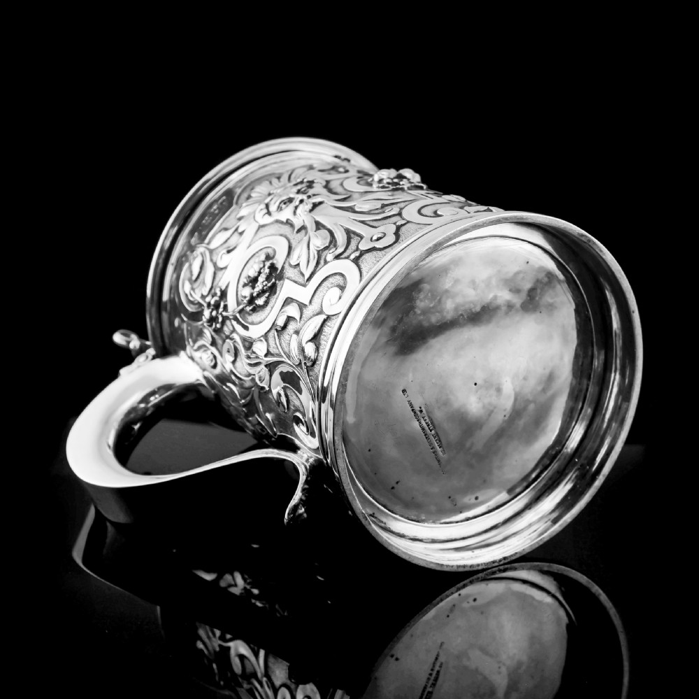 Antique Solid Sterling Silver Large Tankard with Royal Marines Officer Interest - Goldsmiths & Silversmiths Co 1900 View XI