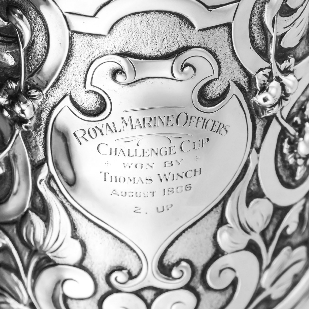 Antique Solid Sterling Silver Large Tankard with Royal Marines Officer Interest - Goldsmiths & Silversmiths Co 1900 View XIII