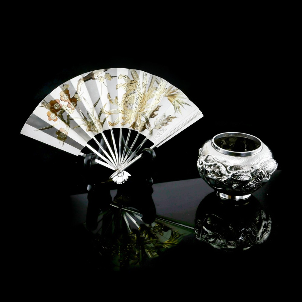 A Vintage Japanese Solid Silver Fan (Sensu/O-gi) - c.1960s View II