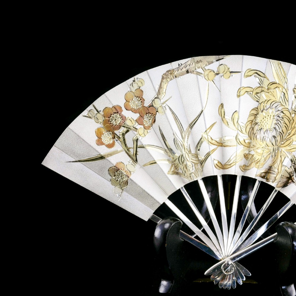 A Vintage Japanese Solid Silver Fan (Sensu/O-gi) - c.1960s View IV