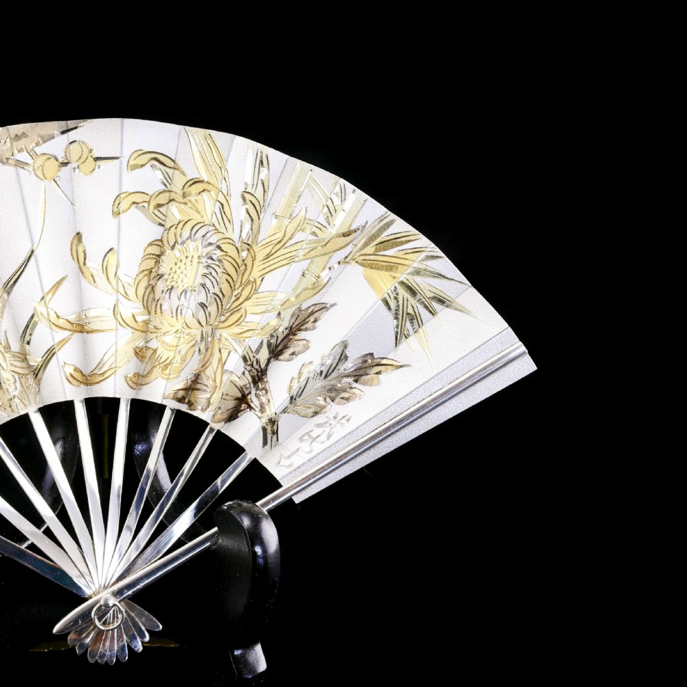 A Vintage Japanese Solid Silver Fan (Sensu/O-gi) - c.1960s View V