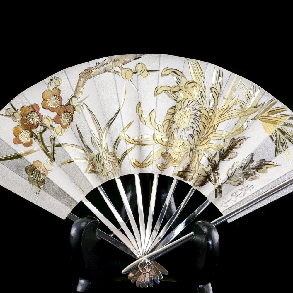 A Vintage Japanese Solid Silver Fan (Sensu/O-gi) - c.1960s View VI