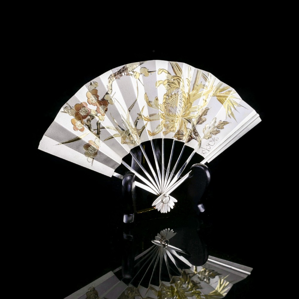 A Vintage Japanese Solid Silver Fan (Sensu/O-gi) - c.1960s View VII