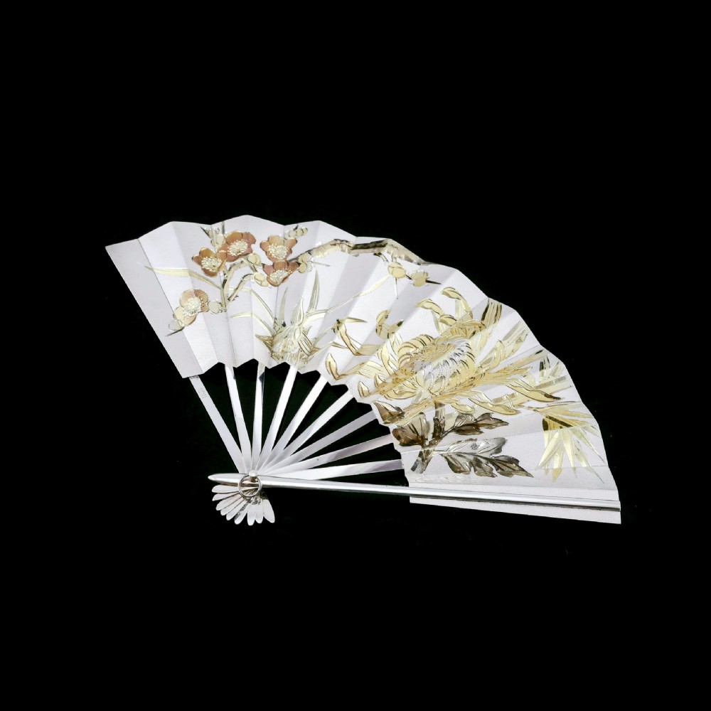 A Vintage Japanese Solid Silver Fan (Sensu/O-gi) - c.1960s View XI