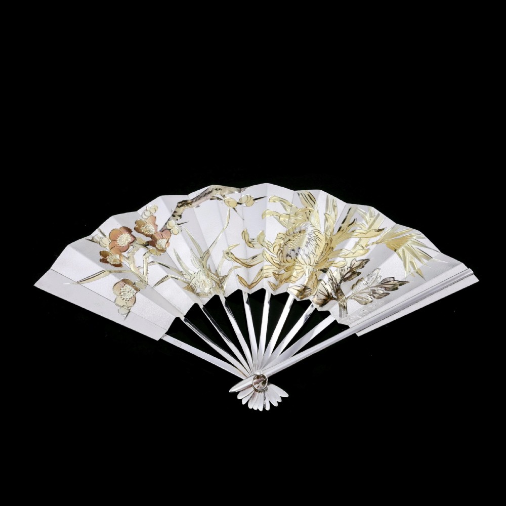 A Vintage Japanese Solid Silver Fan (Sensu/O-gi) - c.1960s View XII