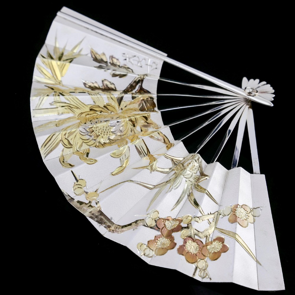A Vintage Japanese Solid Silver Fan (Sensu/O-gi) - c.1960s View XIII