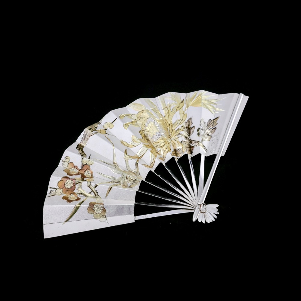 A Vintage Japanese Solid Silver Fan (Sensu/O-gi) - c.1960s View XIV