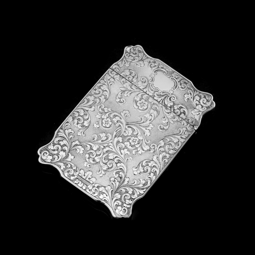 Antique Solid Silver Victorian Card Case with Stunning Engravings - Taylor & Perry 1840 View VI