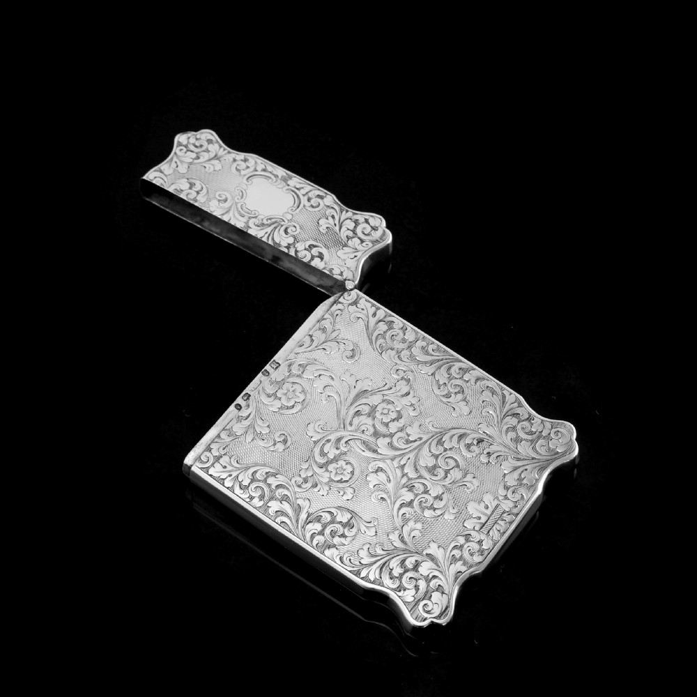 Antique Solid Silver Victorian Card Case with Stunning Engravings - Taylor & Perry 1840 View VIII