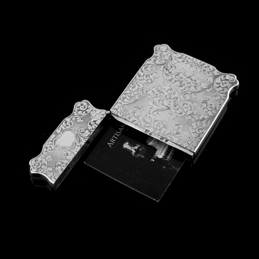 Antique Solid Silver Victorian Card Case with Stunning Engravings - Taylor & Perry 1840 View X