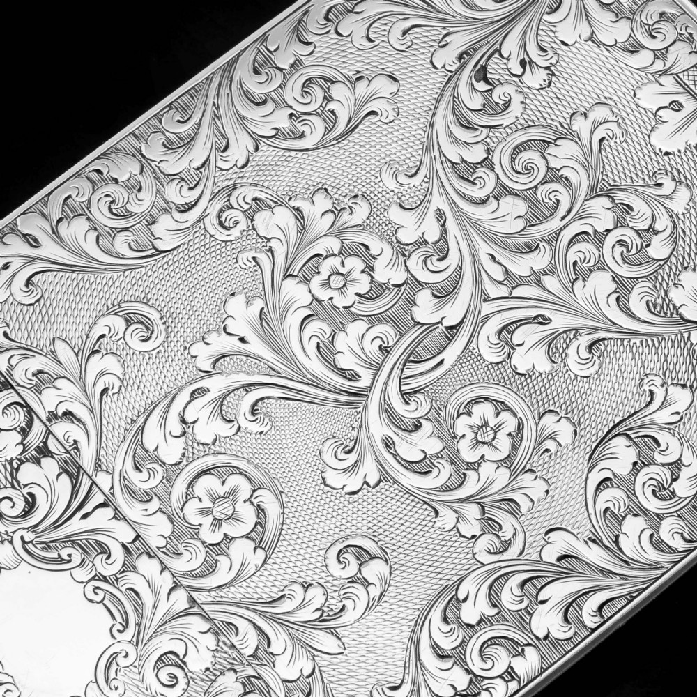 Antique Solid Silver Victorian Card Case with Stunning Engravings - Taylor & Perry 1840 View XIII